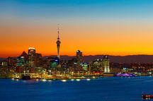 Sweeping view of Auckland skyline at sunset Sweeping view of Auckland skyline at sunset